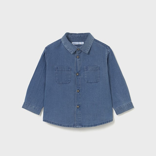 Mayoral Kışlık Erkek Bebek Denim Uzun Kol Gömlek Mavi