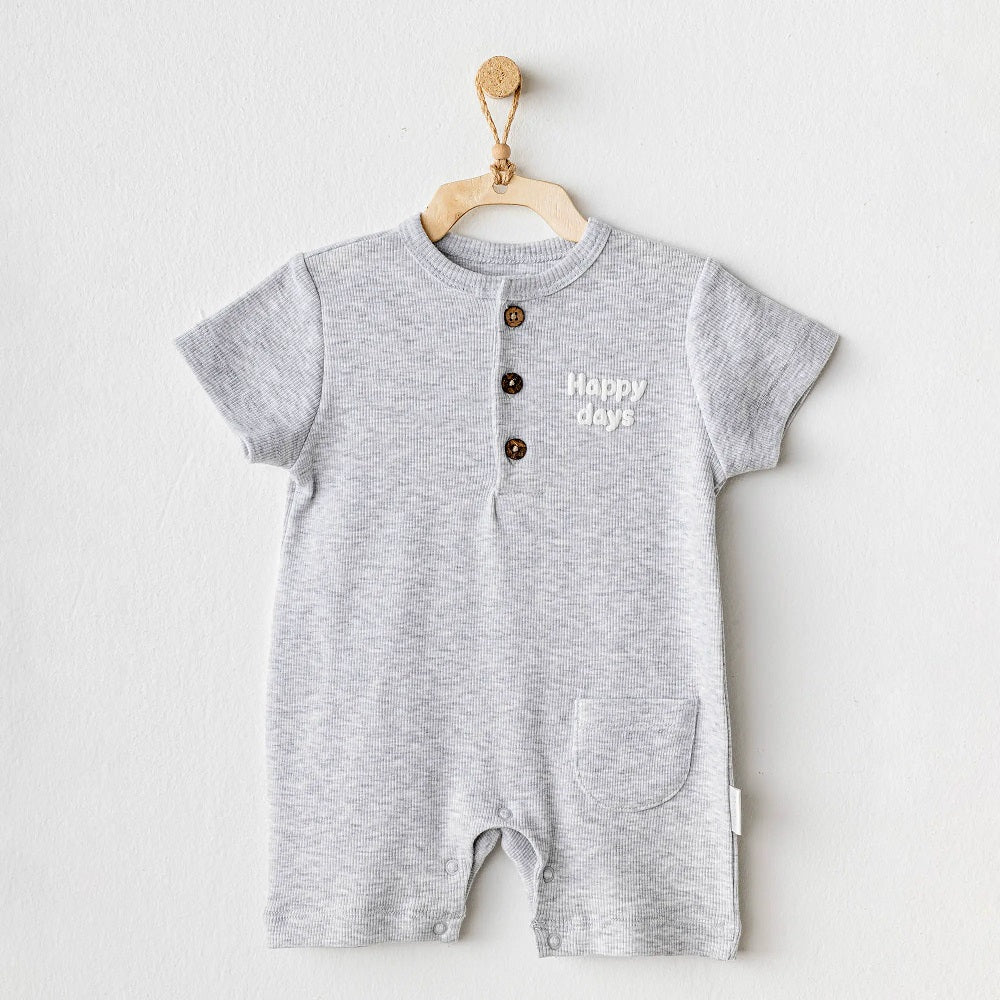 Andy Wawa Andywawa Erkek Bebek Yazlık Romper Tulum Gri - Body,Tulum,Zıbın