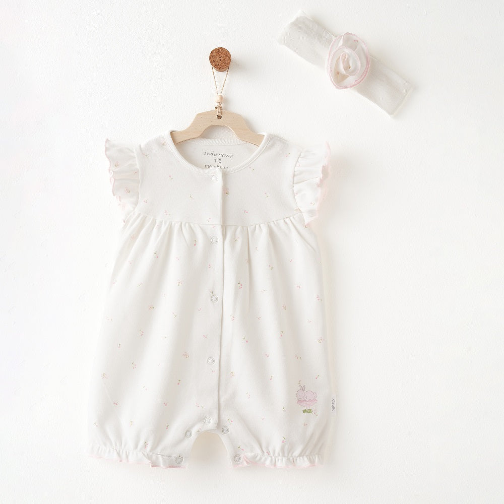 Andy Wawa Andywawa Kız Bebek Yazlık Romper Tulum Band Set Ekru - Body,Tulum,Zıbın