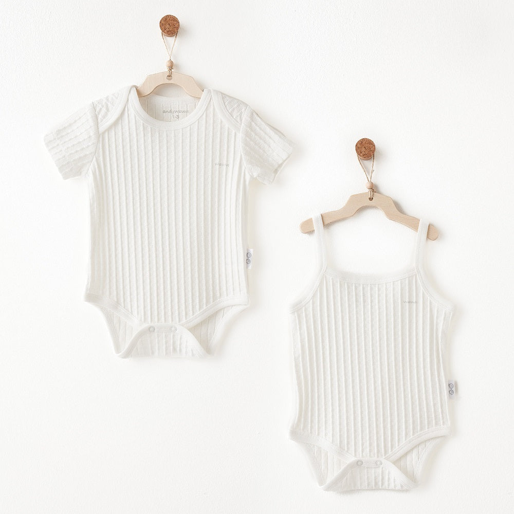 Andy Wawa Andywawa Yazlık Kız Bebek Body 2'li Set - Jacquard Ekru - Body,Tulum,Zıbın
