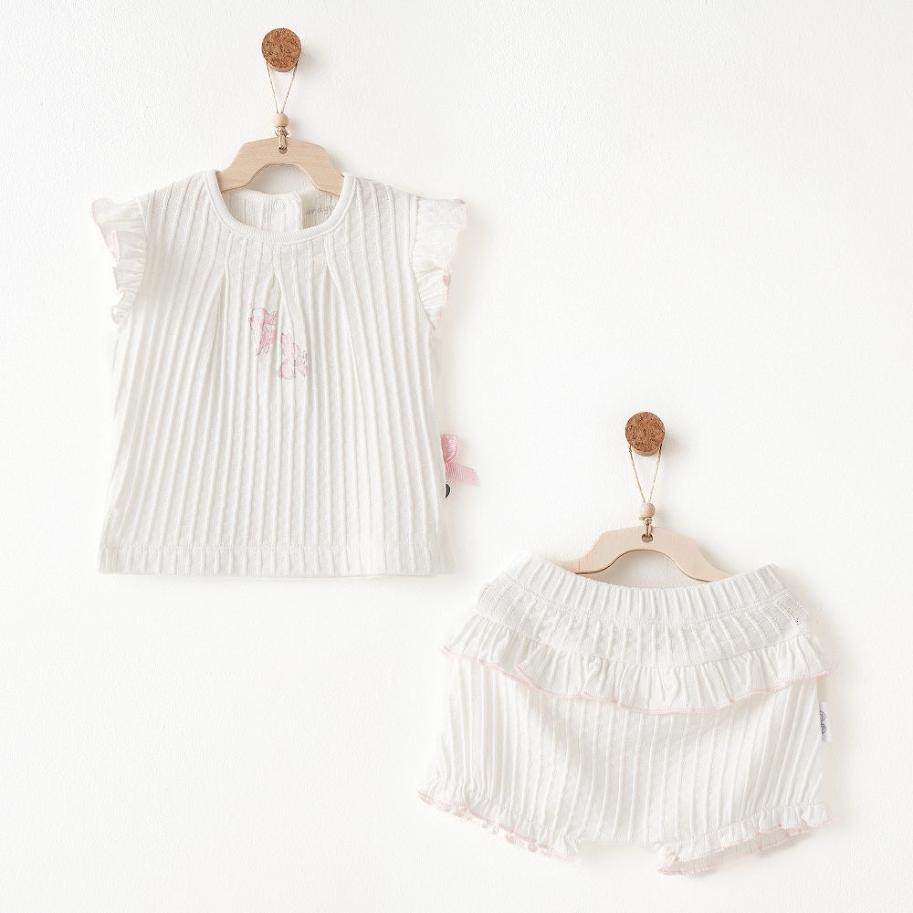 Andy Wawa Andywawa Kız Bebek 2'li Takım Set -Jacquard Ekru - Pijamalar
