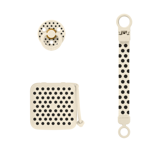 Bibs Polka Soothe&Go Hediye Seti Ivory Black 6+ Ay Siyah