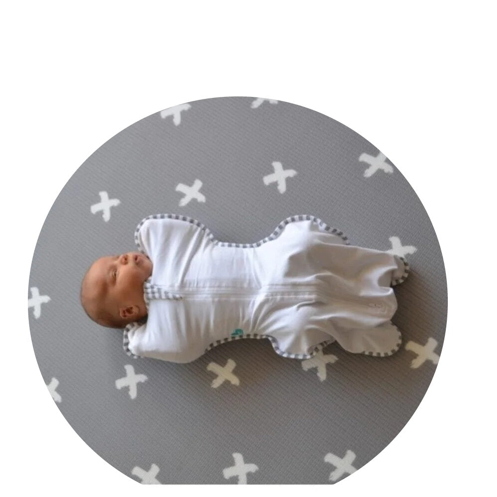 Mikro Australia Bebek Oyun Matı Grey Crosses - Yuvarlak