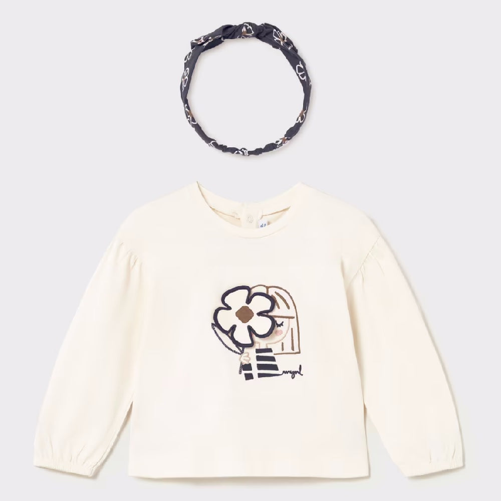 Mayoral Kışlık Kız Bebek Uzun Kol T-shirt Ekru