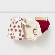 Mayoral Kışlık Kız Bebek Şort Bluz Yelek 3'lü Set Kırmızı