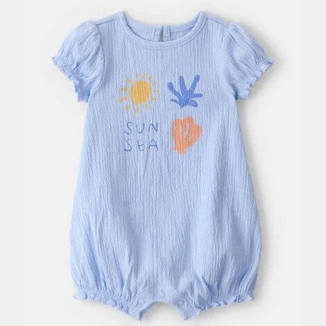 Carter's Layette Kız Bebek Kısa Tulum Mavi