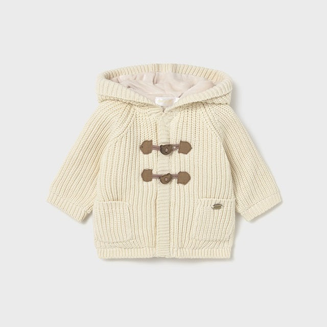 Mayoral Kışlık Erkek Bebek Kapşonlu Kürklü Örme Ceket Bej