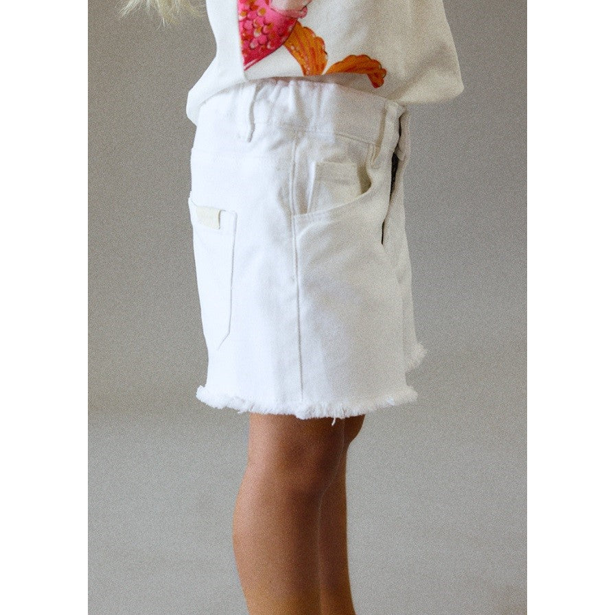 Mayoral Yazlık Kız Basic Gabardin Şort Beyaz