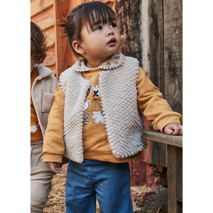 Mayoral Kışlık Kız Bebek Kürklü Yelek Bej