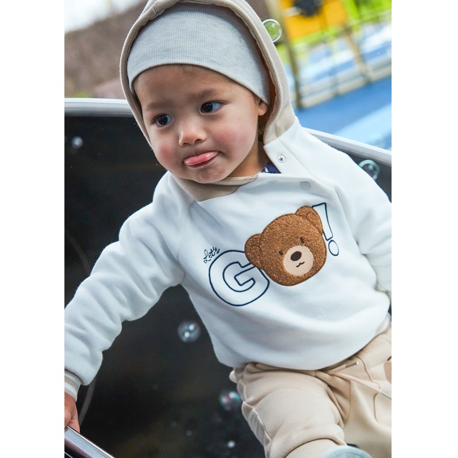 Mayoral Kışlık Erkek Bebek Kapşonlu Sweatshirt Ekru