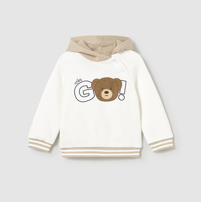 Mayoral Kışlık Erkek Bebek Kapşonlu Sweatshirt Ekru