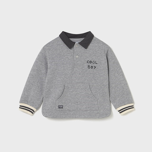Mayoral Kışlık Erkek Bebek Polo Yaka Sweatshirt Gri