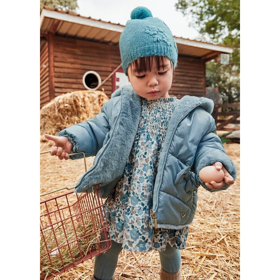 Mayoral Kışlık Kız Bebek Çift Taraflı Kapşonlu Kürklü Mont Yeşil