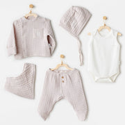 Andywawa Erkek Bebek 5'li Müslin Hastane Çıkış Seti Gri