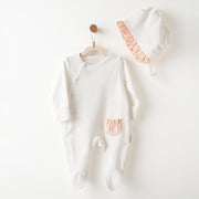 Andywawa Kız Bebek Yazlık Tulum Şapka Set - Little Swan Love Beyaz
