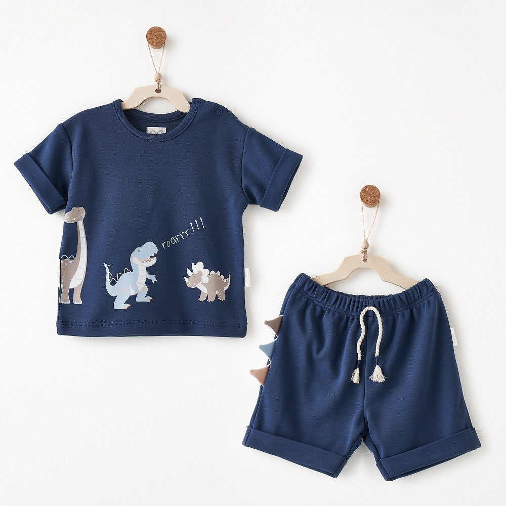 Andy Wawa Andywawa Yazlık Erkek Bebek T-shirt Şort Takım 2'li Set Lacivert - Şort, Şort Takımı