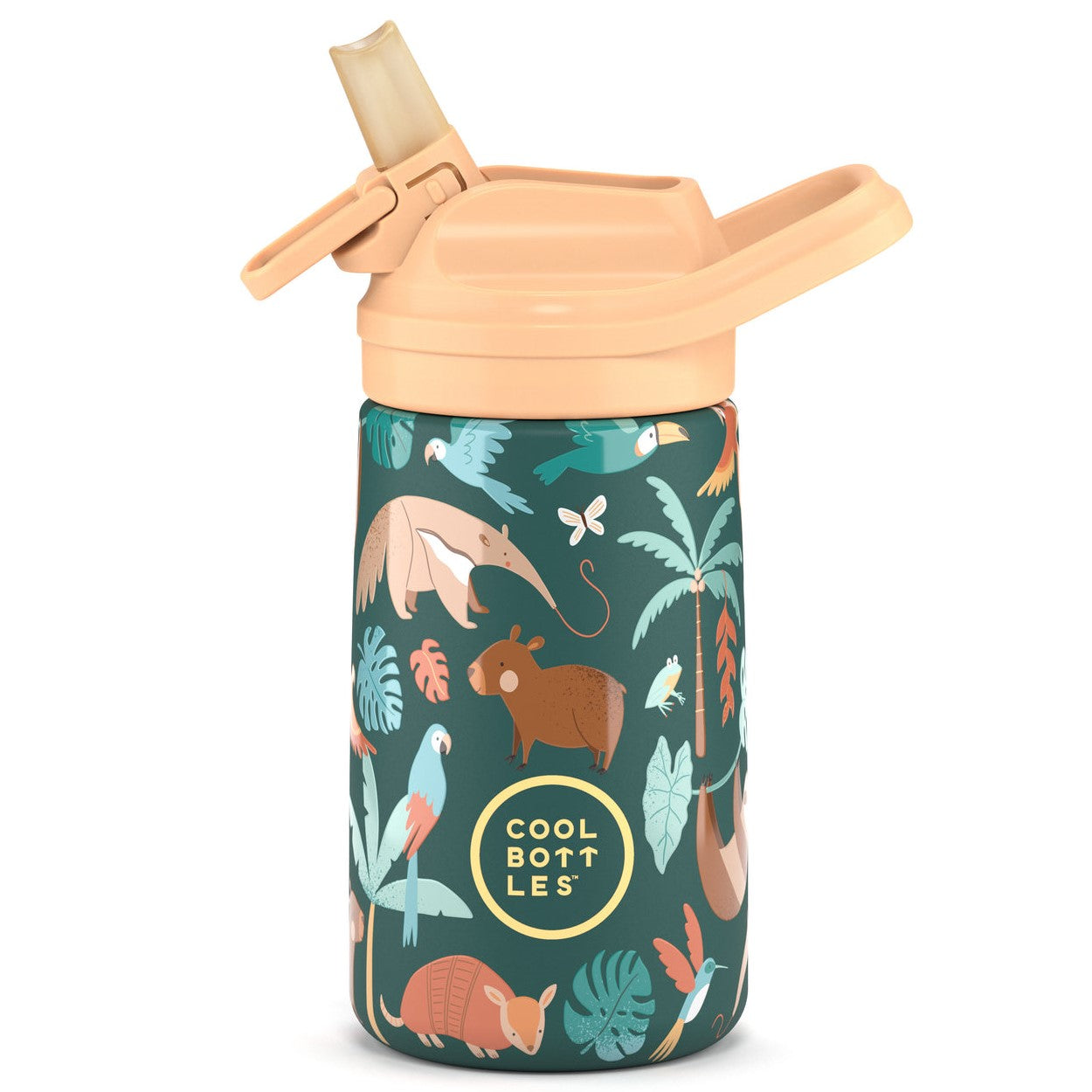 Cool Bottles Paslanmaz Çelik Suluk - The Kiddie Bottle Rainforest Refuge 350 ml