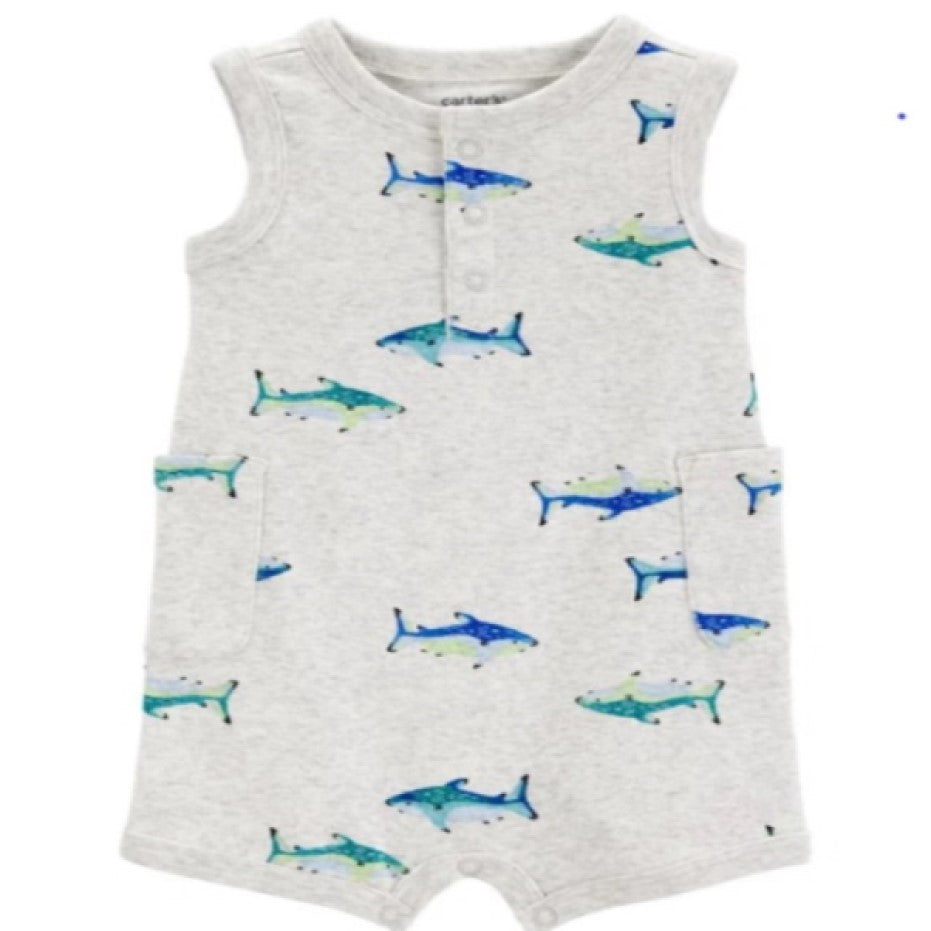 Carter's Erkek Bebek Kısa Tulum Gri Gri