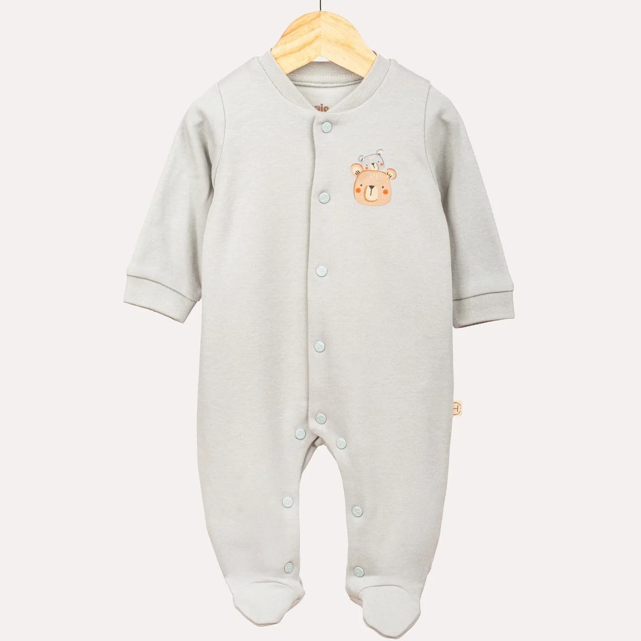 Hoogie 2'li Teddy Bebek  %100 Organik Pamuk Tulum Seti Ekru - Mint