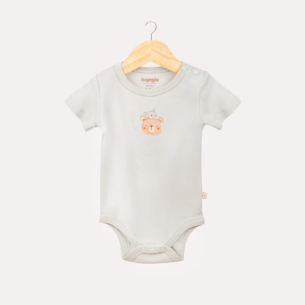Hoogie Bebek %100 Organik Pamuk Zıbın Seti- Teddy Desenli Ekru - Mint