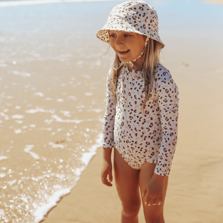 Swim Essentials UV Korumalı Uzun Kollu Mayo Leopar Desenli Ekru