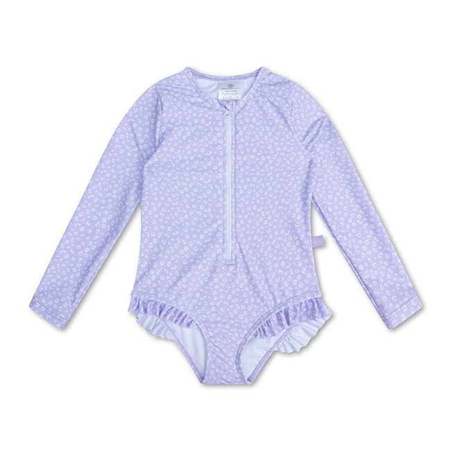 Swim Essentials UV Korumalı Uzun Kollu Mayo Leopar Desenli Lila
