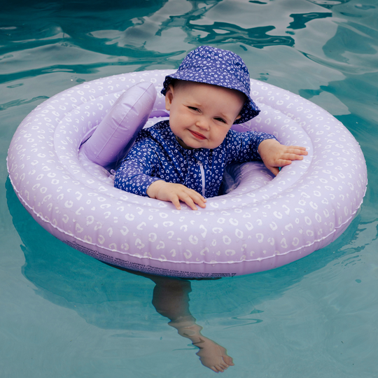 Swim Essentials Lila Leopard Bebek Sırt Destekli Yüzme Simidi 0-1 Yaş