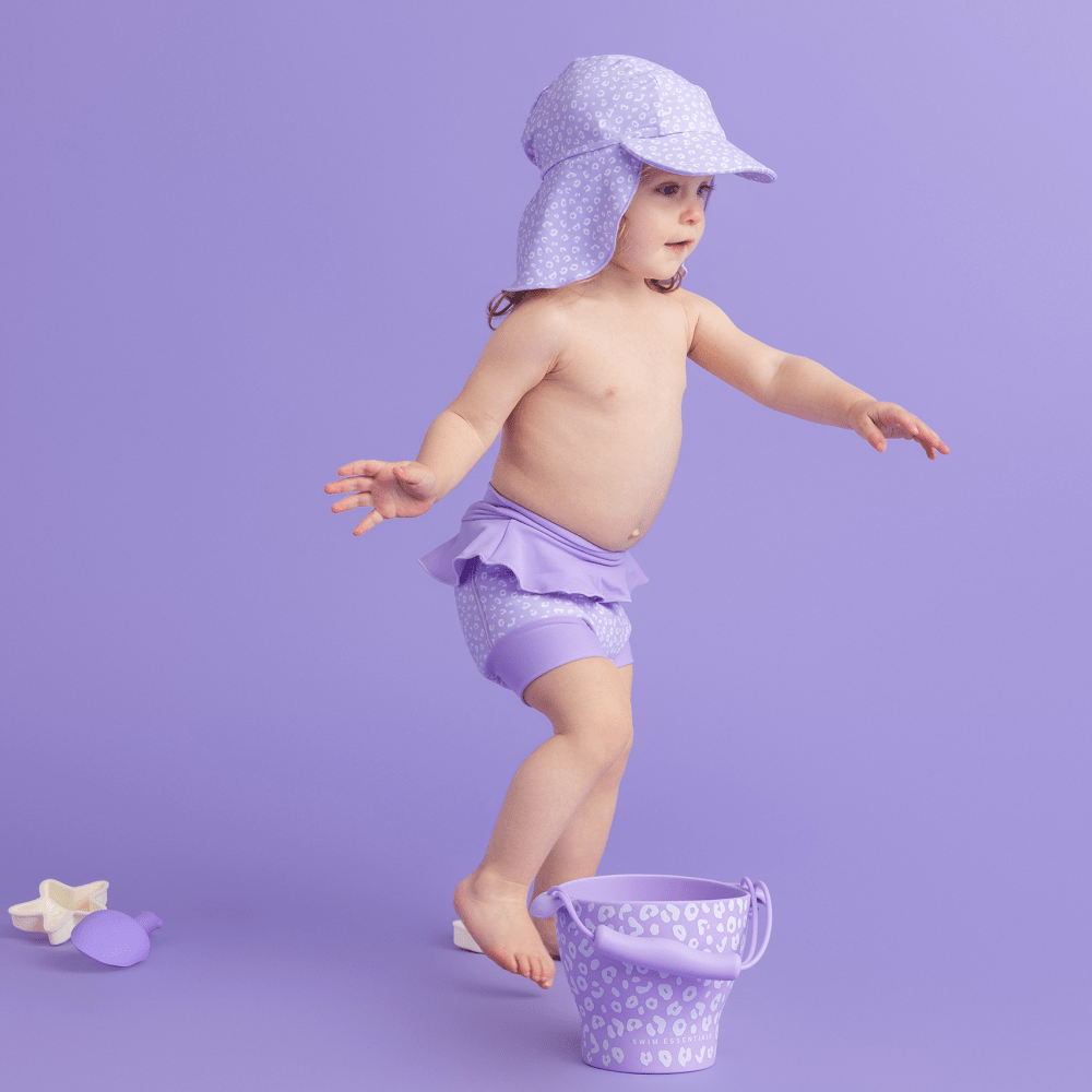 Swim Essentials Yazlık Kız Çocuk Şapka - Lila Leopar Lila