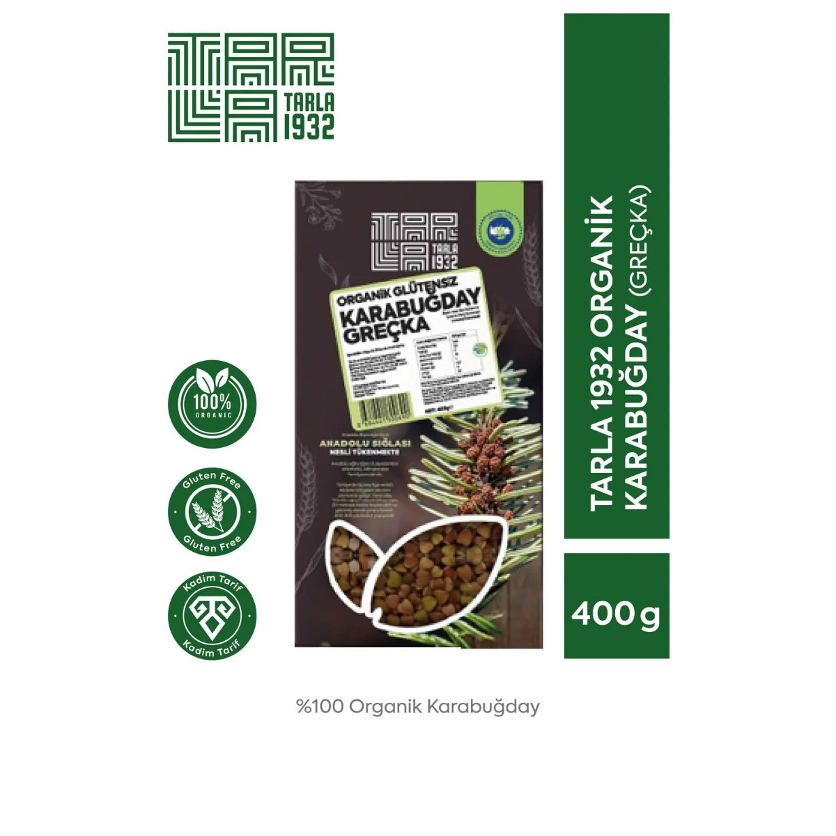 Tarla 1932 Organik Glutensiz Karabuğday (Greçka) 400 gr - Doğal & Katkısız