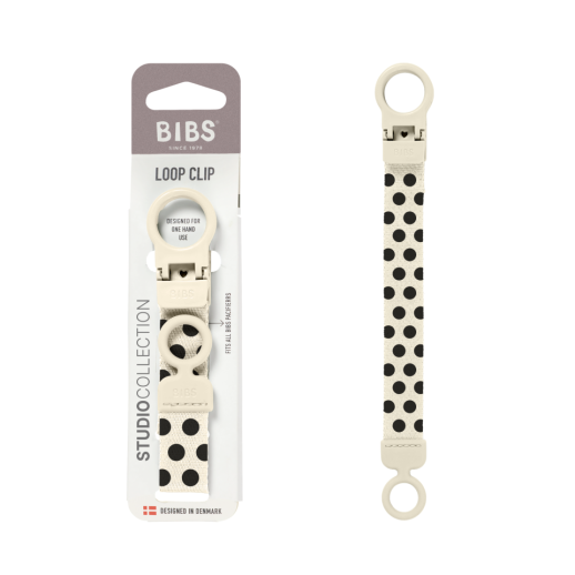 Bibs Studio Loop Emzik Askısı Polka- Ivory Black