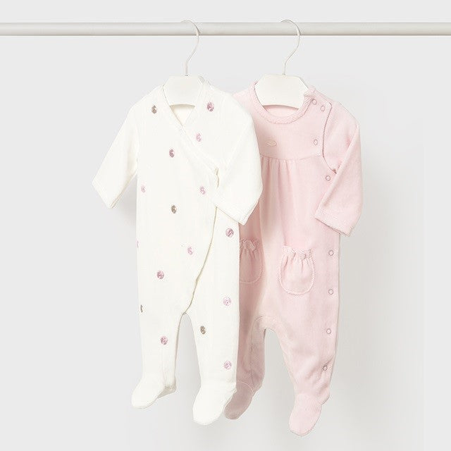 Mayoral Kışlık Kız Bebek Kadife Tulum İkili Set Pembe