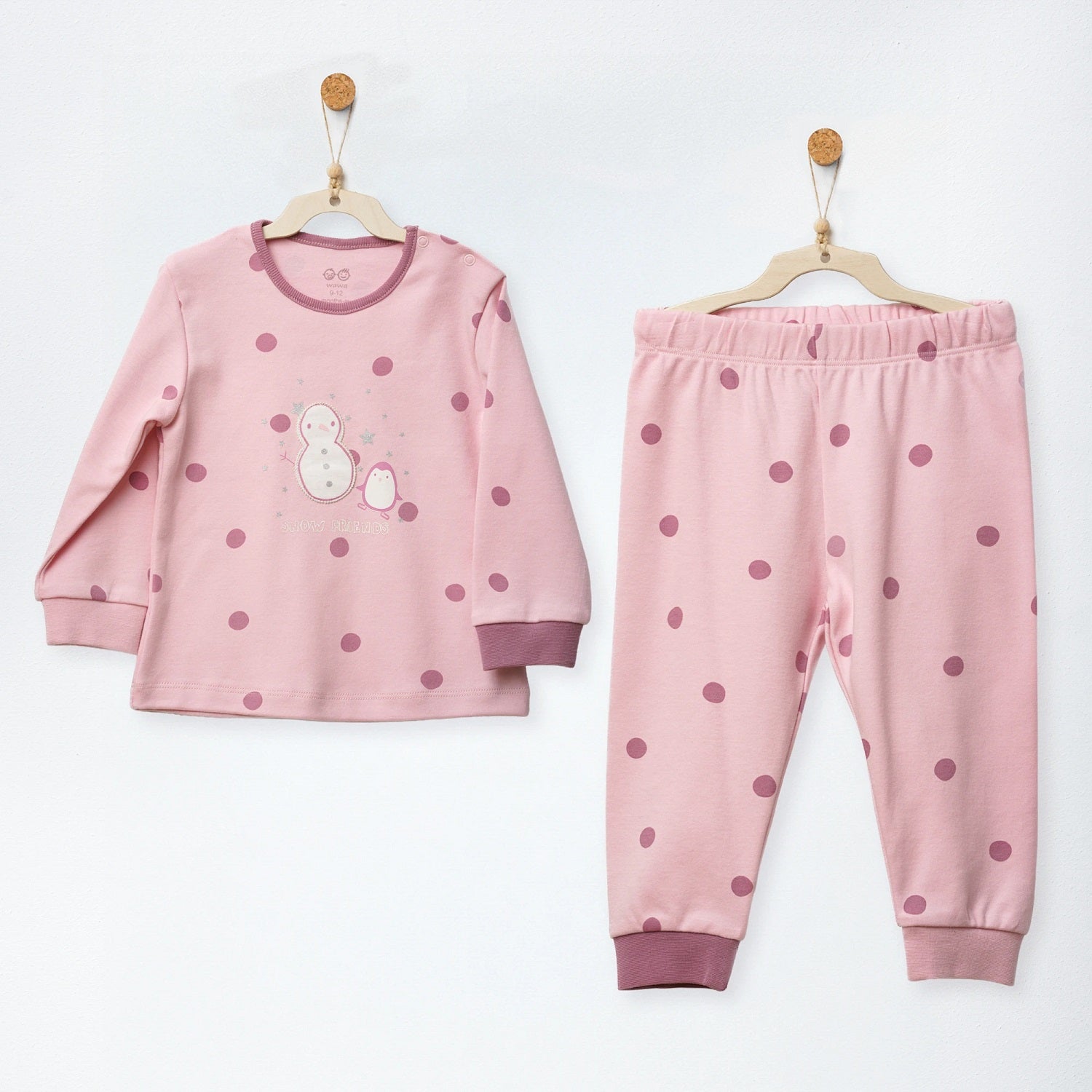 Andywawa Kız Bebek Pijama Takımı 2'li Set Pembe