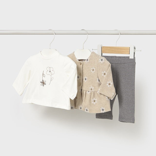 Mayoral Kışlık Kız Bebek Bluz Ceket Eşofman Set Bej