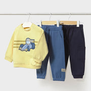 Mayoral Kışlık Erkek Bebek Sweatshirt Eşofman 3'lü Set Sarı