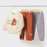 Mayoral Kışlık Erkek Bebek Sweatshirt Eşofman 3'lü Set Kahverengi