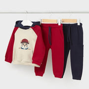 Mayoral Kışlık Erkek Bebek Sweatshirt Eşofman 3'lü Set Kırmızı
