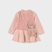 Mayoral Kışlık Kız Bebek Elbise Çanta Set Pembe