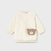 Mayoral Kışlık Kız Bebek Elbise Çanta Set Ekru