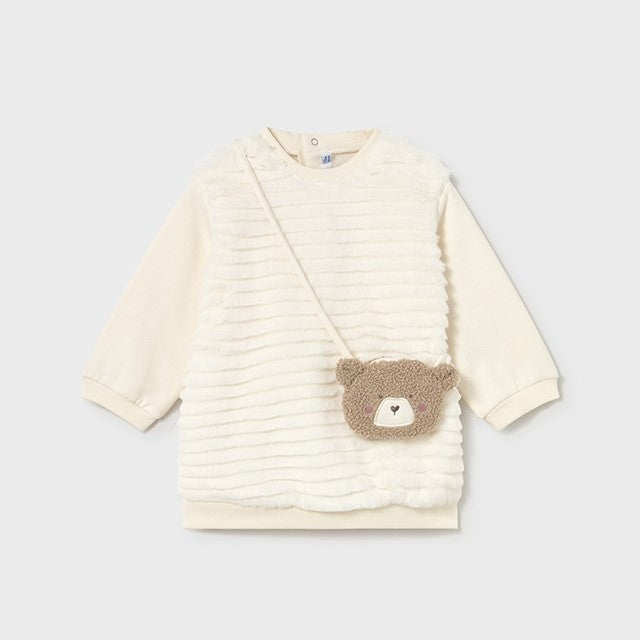 Mayoral Kışlık Kız Bebek Elbise Çanta Set Ekru