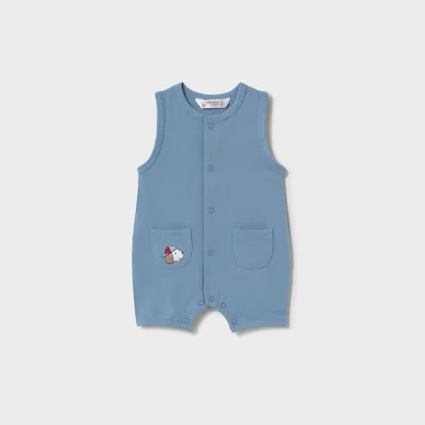 Mayoral Yazlık Erkek Bebek Kısa Tulum Şapka Üçlü Set Mavi