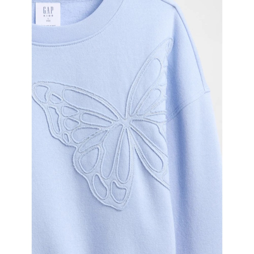 GAP Kız Çocuk Oversize Bisiklet Yaka Sweatshirt Mavi