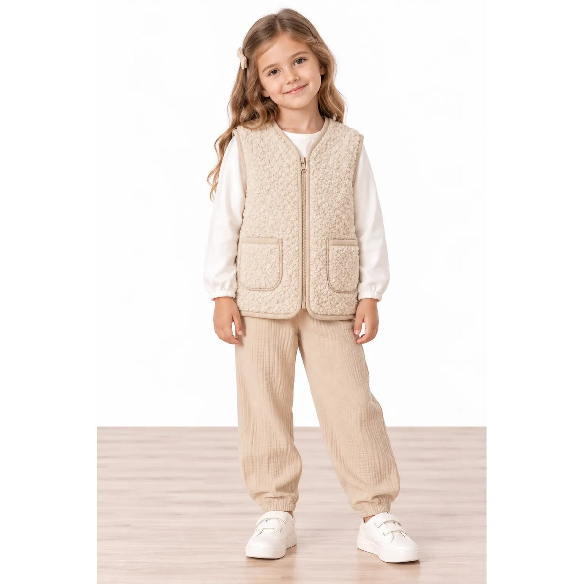 Miela Kids Cherry Shine Peluş Yelek Bej