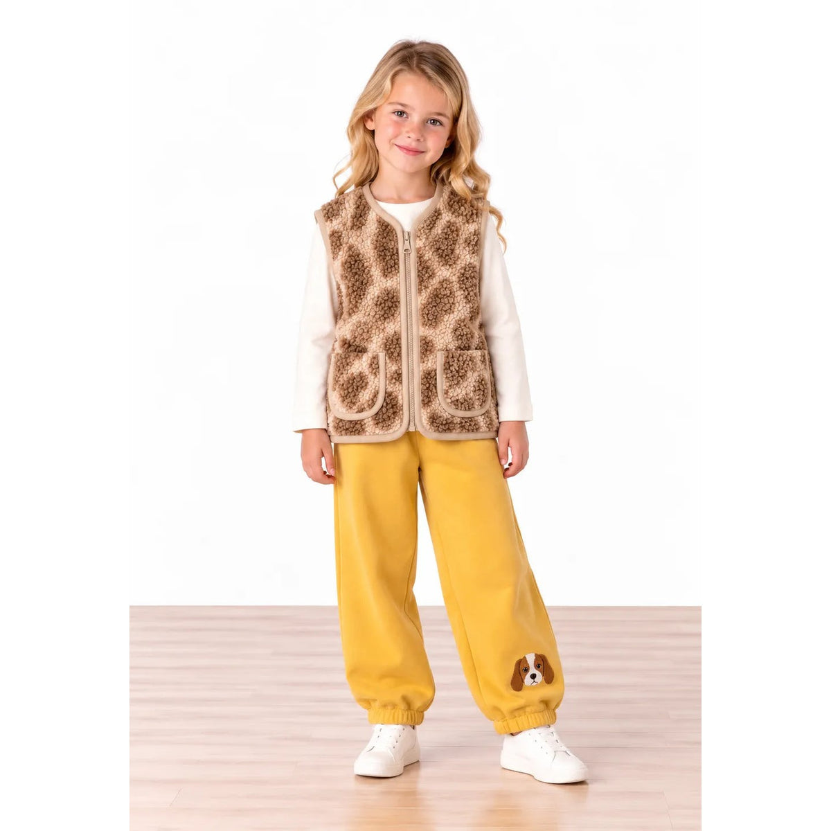 Miela Kids Little One's Heart Peluş Yelek - Leopar Kahverengi