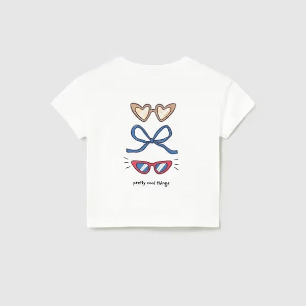 Mayoral Yazlık Kız Bebek Kısa Kol T-shirt Ekru