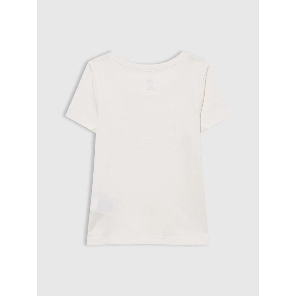GAP Logo Kız Bebek Kısa Kol T-shirt Ekru