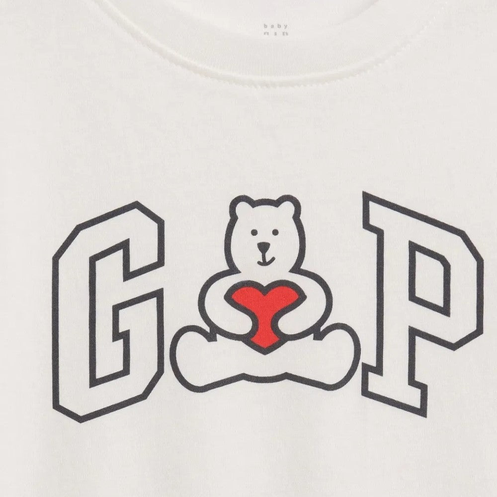 GAP Erkek Bebek Logolu Kısa Kol T-Shirt Ekru