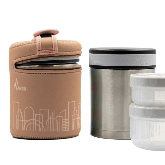 Laken Çelik 18/8 Yemek Termosu+Nprn Kılıflı 1L - City