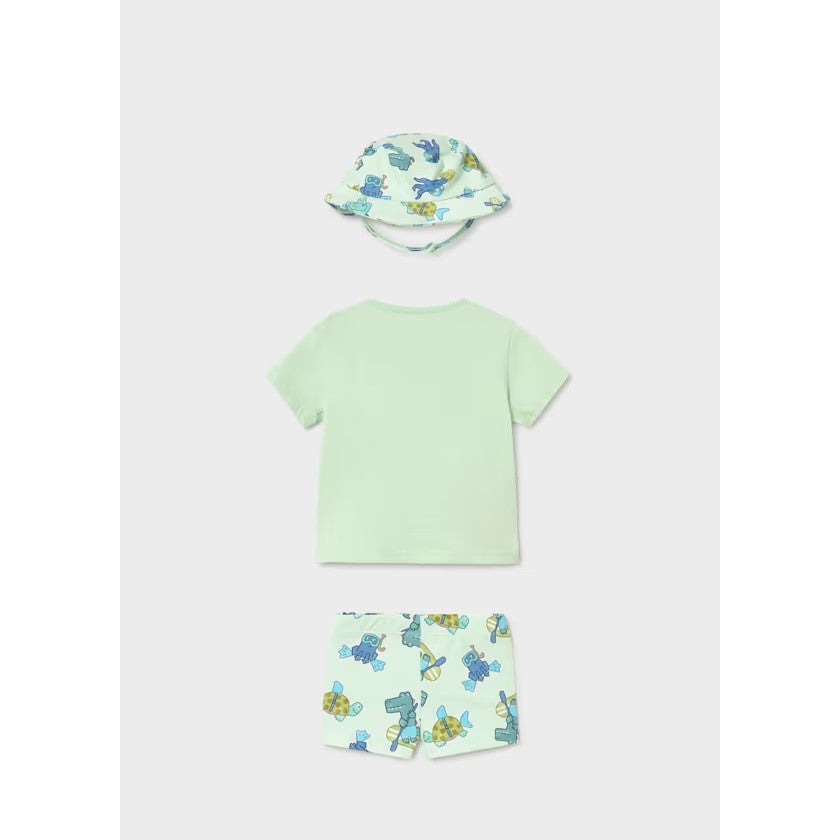 Mayoral Yazlık Erkek Bebek T-shirt Mayo Şapka 3'lü Set Yeşil