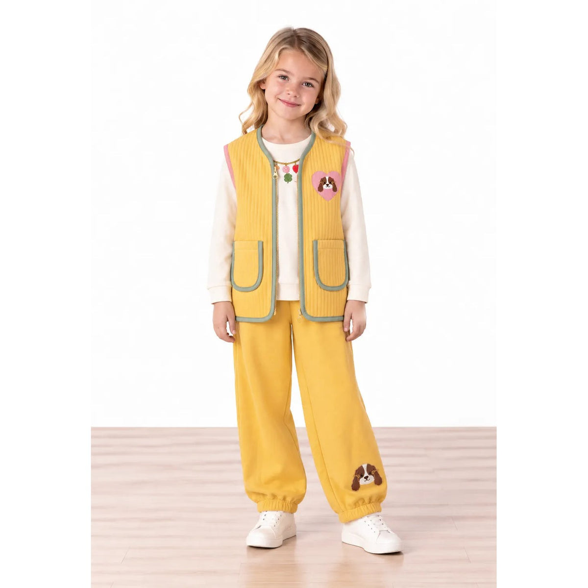 Miela Kids Love Dog Kapitone Yelek Sarı
