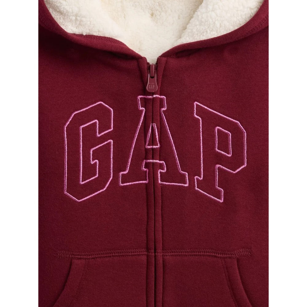 GAP Logolu Kız Çocuk Şardonlu Fermuarlı S-shirt Ceket Bordo